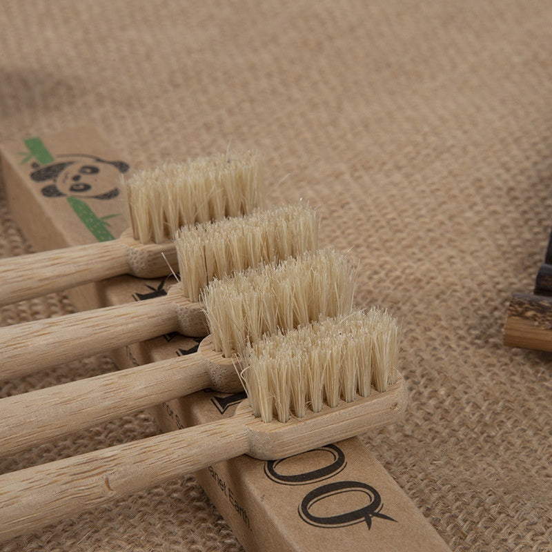 Bamboo Toothbrush Large Tail Cone Shaped Flocking Manual Bamboo Toothbrush