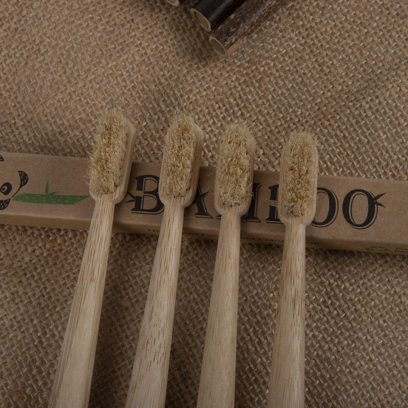Bamboo Toothbrush Large Tail Cone Shaped Flocking Manual Bamboo Toothbrush